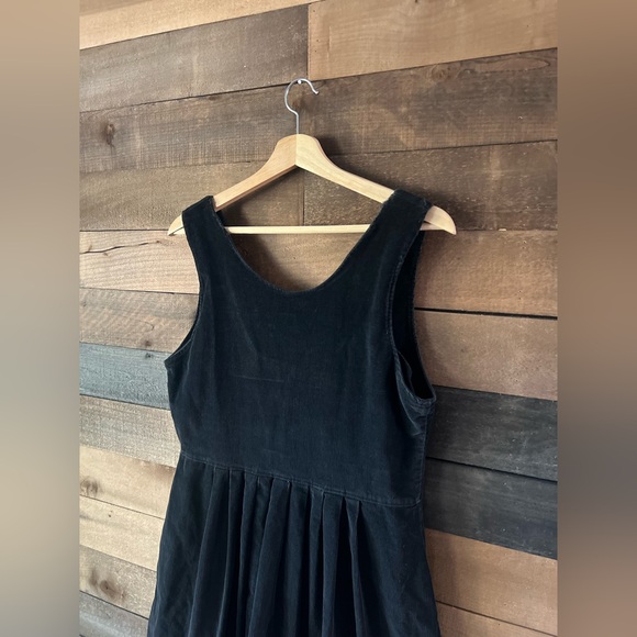 Vintage Erika Black Corduroy Jumper Dress Button Front Pleated 90s Fall Look - Picture 16 of 16